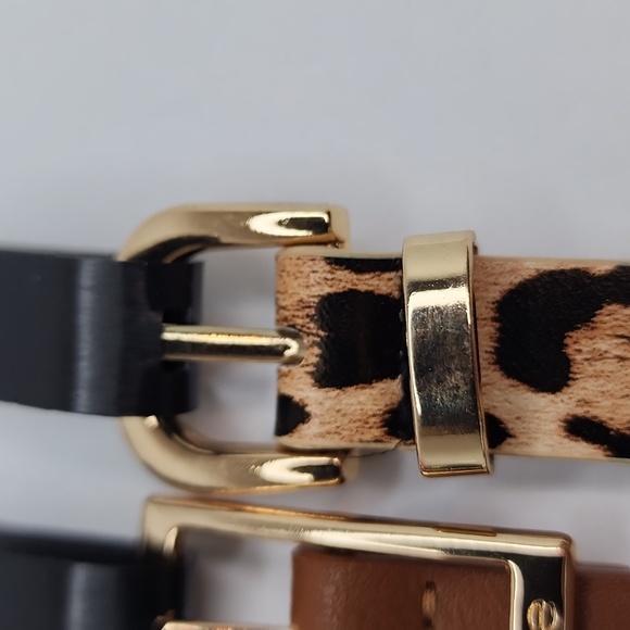 bebe WOMEN'SBELT, THIS ITEM COMES WITH 3 BELTS, BLACK, BROW & LEPPARD, LARGE (L) - Picture 5 of 11